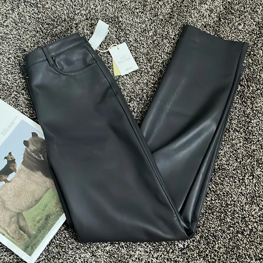 Aritzia Melina Leather Tall Pant in Peppercorn Grey, NWT - Picture 3 of 8